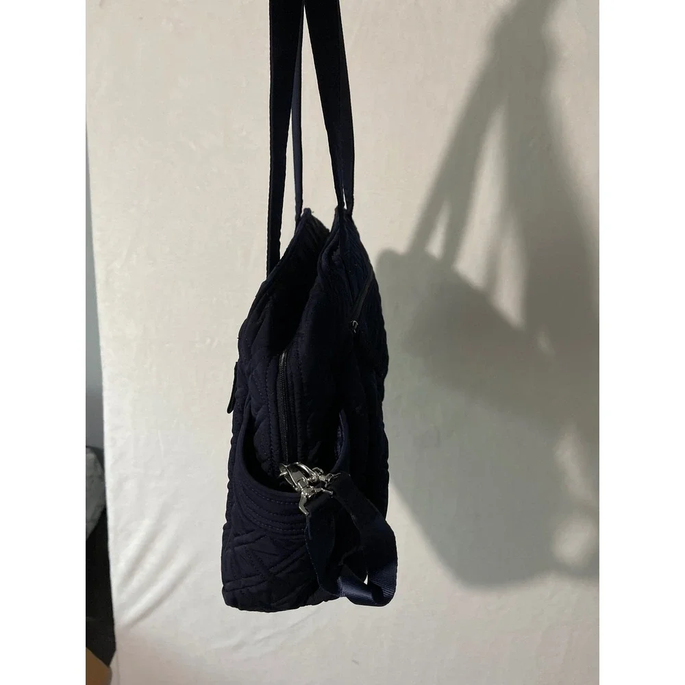 Vera Bradley Stroll Around Baby Bag Navy Blue Quilted Microfiber Diaper Bag EUC